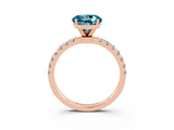 Rose gold Round Cut Blue Topaz Solitaire Ring with Pavé Accents and Four-Prong Setting_3