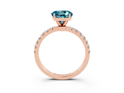 Rose gold Round Cut Blue Topaz Solitaire Ring with Pavé Accents and Four-Prong Setting_3