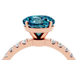 Rose gold Round Cut Blue Topaz Solitaire Ring with Pavé Accents and Four-Prong Setting_4