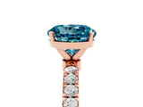 Rose gold Round Cut Blue Topaz Solitaire Ring with Pavé Accents and Four-Prong Setting_5