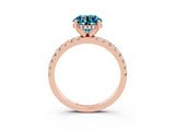 Rose gold Round Cut Blue Topaz Solitaire Ring with Pavé Band and Four-Prong Setting_39