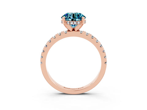 Rose gold Round Cut Blue Topaz Solitaire Ring with Pavé Band and Four-Prong Setting_39