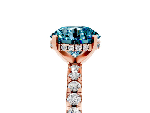 Rose gold Round Cut Blue Topaz Solitaire Ring with Pavé Band and Four-Prong Setting_41