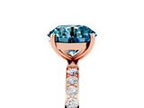 Rose gold Round Cut Blue Topaz Solitaire Ring with Pave Band and Four Prong Setting_29