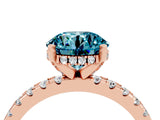 Rose gold Round Cut Blue Topaz Solitaire Ring with Round  Pavé Band and Four-Prong Setting_40