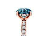 Rose gold Round Cut Blue Topaz Solitaire Ring with Round  Pavé Band and Four-Prong Setting_41