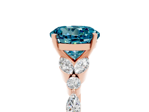 Rose gold Round Cut Blue Topaz Solitaire Ring with Side Stones and Four-Prong Setting_17