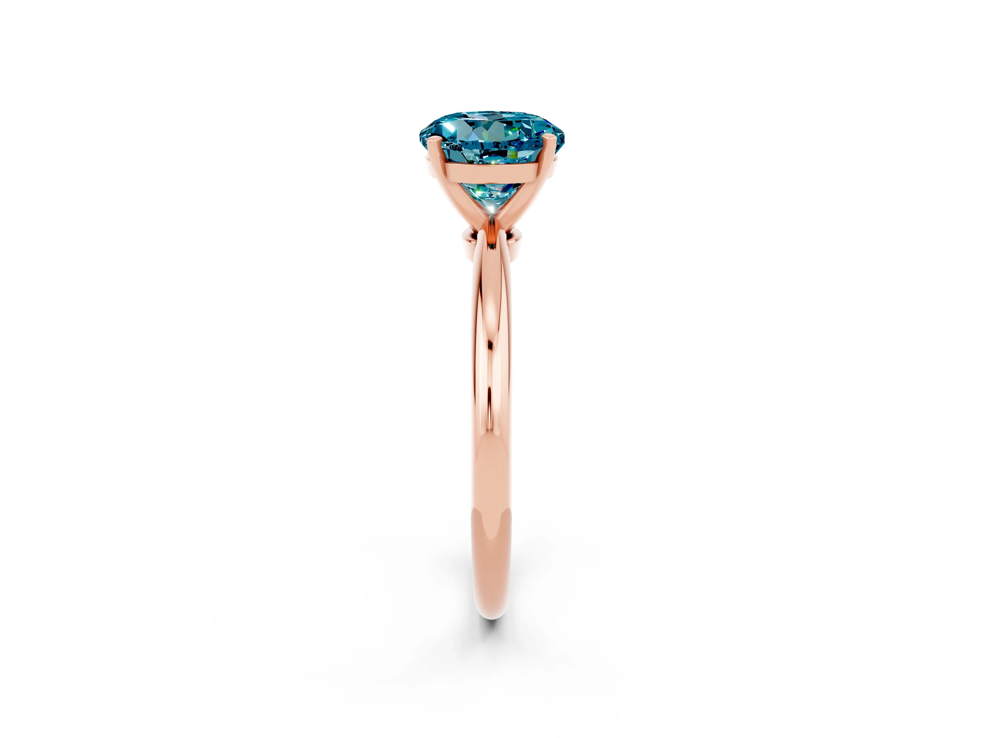 Rose gold Round Cut Blue Topaz Solitaire Ring with Six-Prong Setting and Classic Band_2