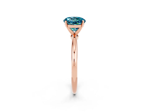 Rose gold Round Cut Blue Topaz Solitaire Ring with Six-Prong Setting and Classic Band_2