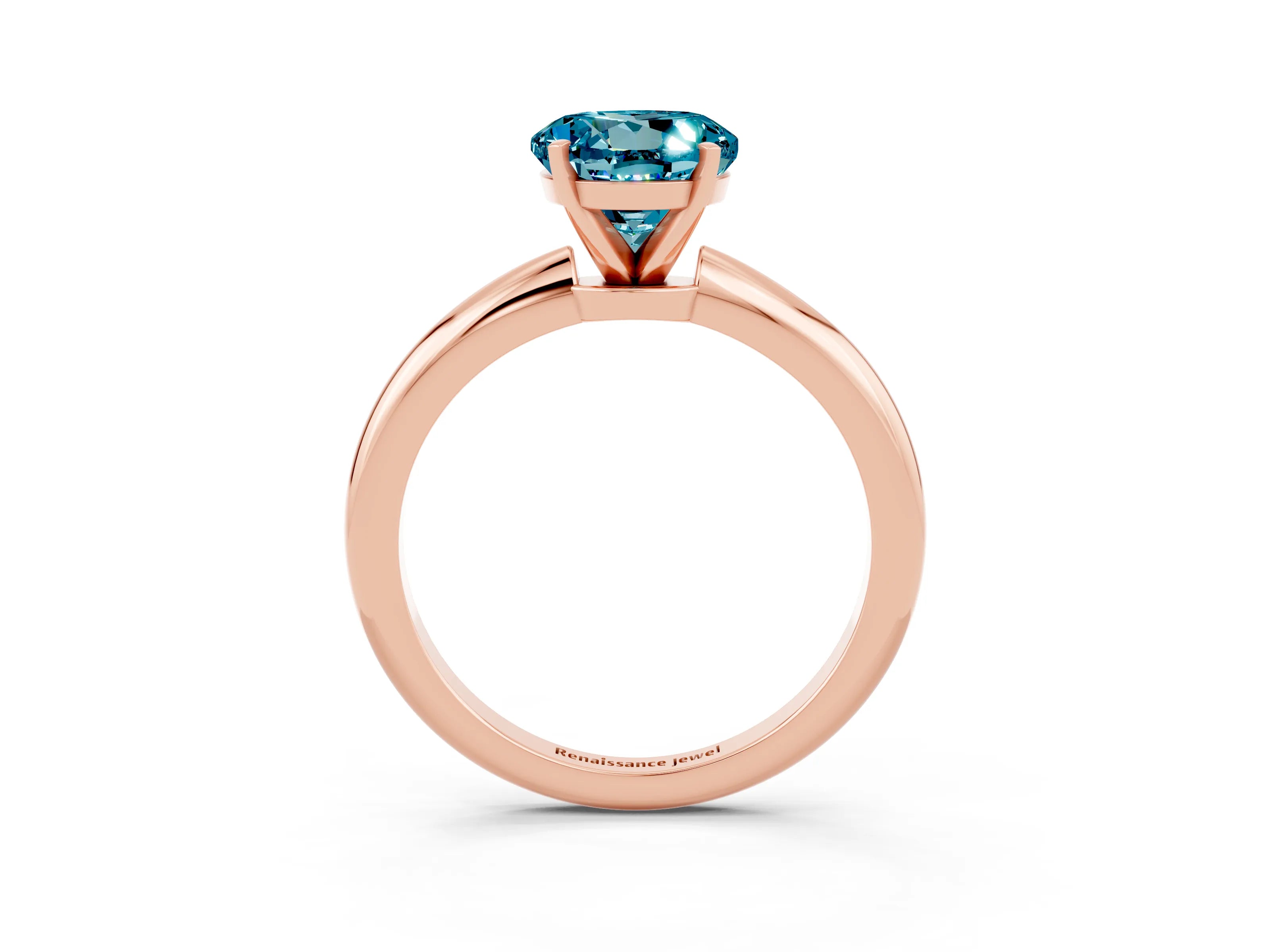 Rose gold Round Cut Blue Topaz Solitaire Ring with Six-Prong Setting and Classic Band_3