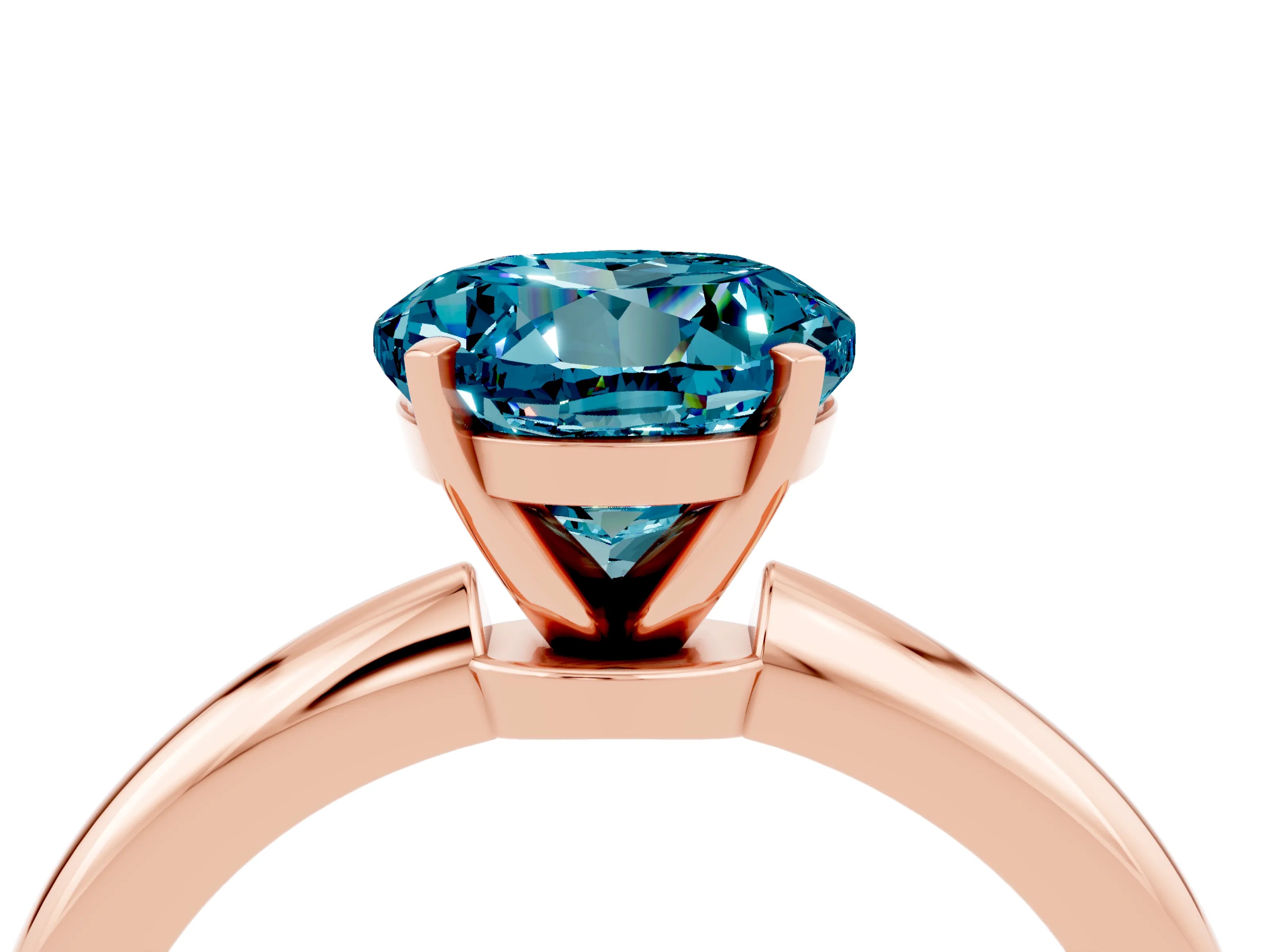 Rose gold Round Cut Blue Topaz Solitaire Ring with Six-Prong Setting and Classic Band_4
