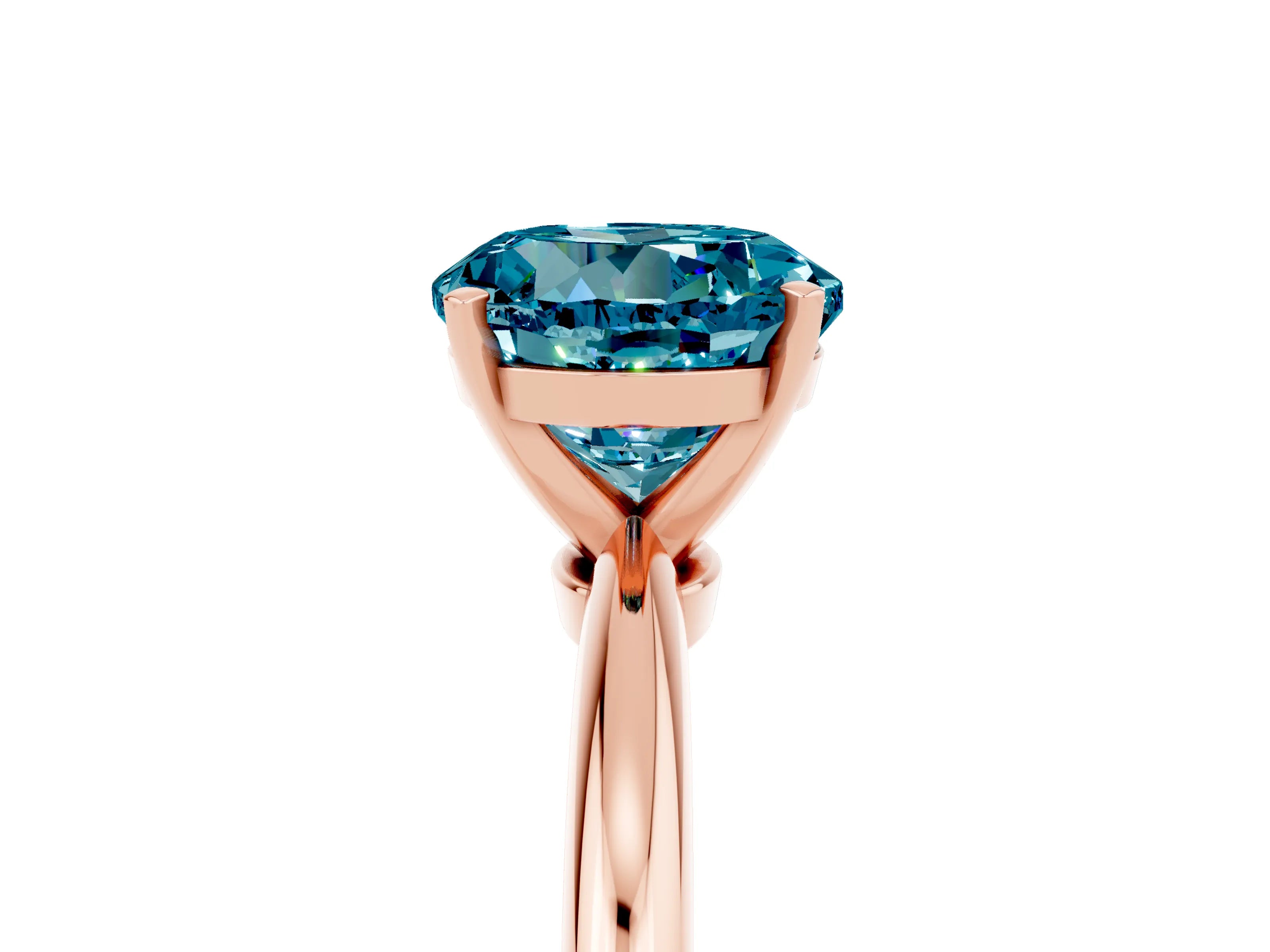 Rose gold Round Cut Blue Topaz Solitaire Ring with Six-Prong Setting and Classic Band_5