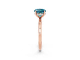 Rose gold Round Cut Blue Topaz Solitaire Ring with Thin Band and Four-Prong Setting_14