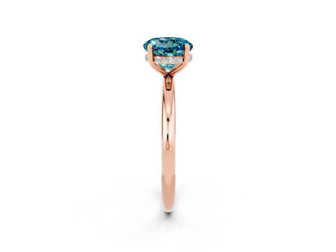 Rose gold Round Cut Blue Topaz Solitaire Ring with Thin Band and Four-Prong Setting_14
