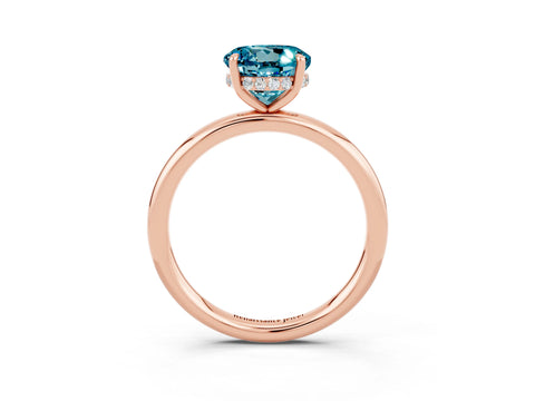 Rose gold Round Cut Blue Topaz Solitaire Ring with Thin Band and Four-Prong Setting_15