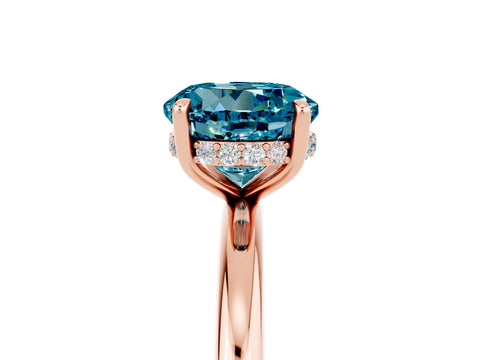 Rose gold Round Cut Blue Topaz Solitaire Ring with Thin Band and Four-Prong Setting_17