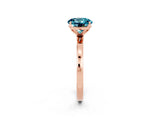 Rose gold Round Cut Blue Topaz Solitaire Ring with Thin Band and Prong Setting_14