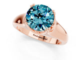 Rose gold Round Cut Blue Topaz Solitaire Ring with Wide Band and Prong Setting_1