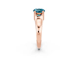 Rose gold Round Cut Blue Topaz Solitaire Ring with Wide Band and Prong Setting_2