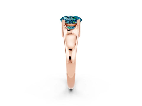 Rose gold Round Cut Blue Topaz Solitaire Ring with Wide Band and Prong Setting_2