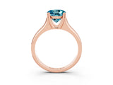 Rose gold Round Cut Blue Topaz Solitaire Ring with Wide Band and Prong Setting_3