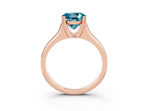 Rose gold Round Cut Blue Topaz Solitaire Ring with Wide Band and Prong Setting_3