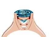 Rose gold Round Cut Blue Topaz Solitaire Ring with Wide Band and Prong Setting_4