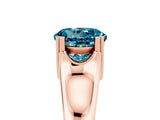 Rose gold Round Cut Blue Topaz Solitaire Ring with Wide Band and Prong Setting_5