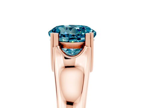 Rose gold Round Cut Blue Topaz Solitaire Ring with Wide Band and Prong Setting_5