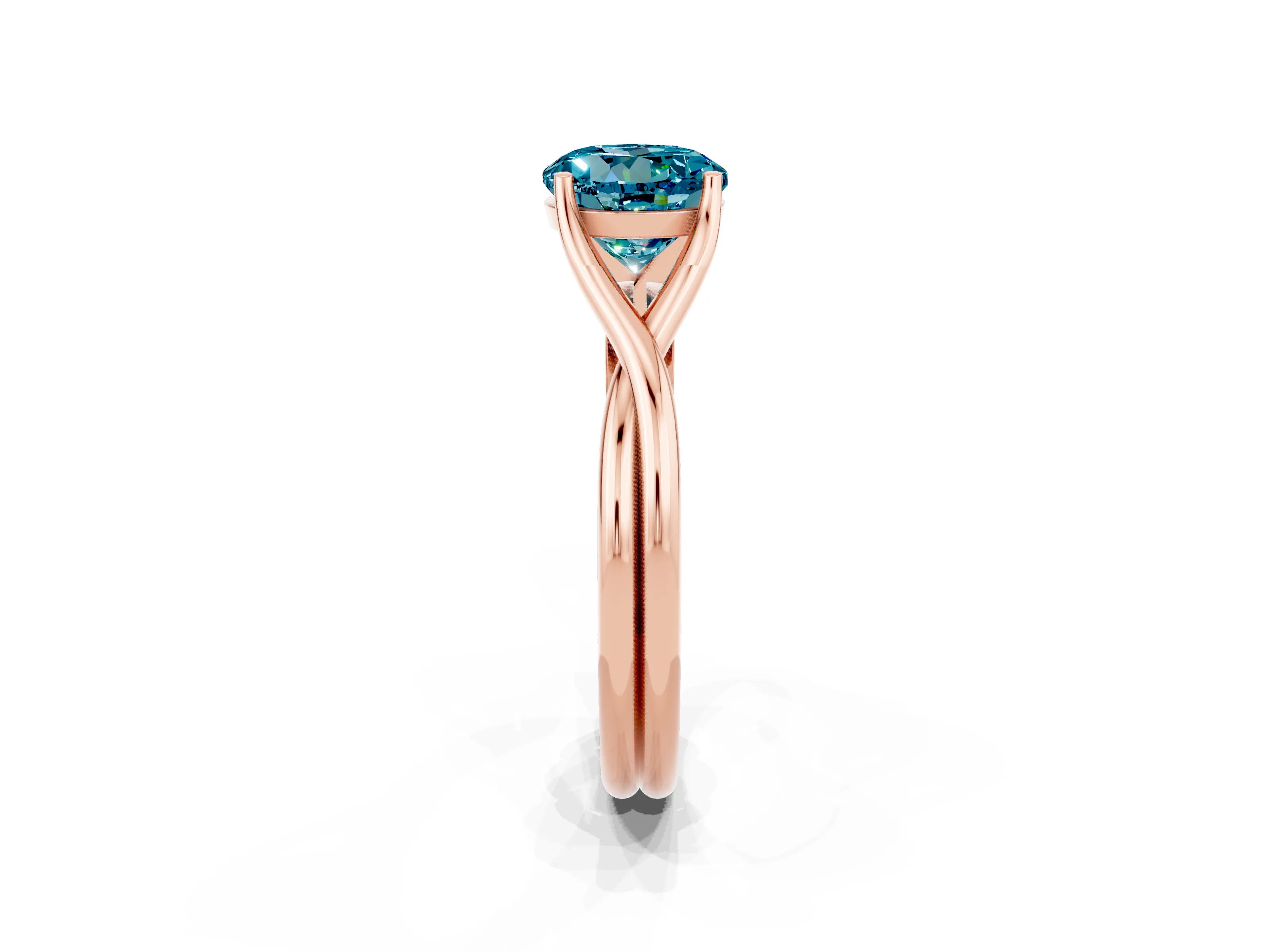 Rose gold Round Cut Blue Topaz Solitaire Twist Band Prong Setting Ring_71