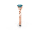 Rose gold Round Cut Blue Topaz Solitaire Twist Band Prong Setting Ring_71