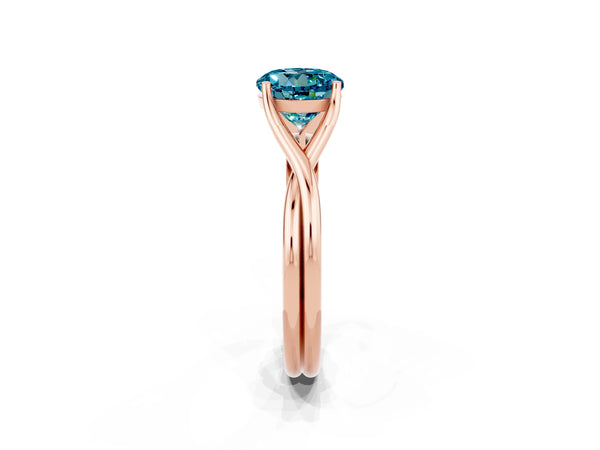 Rose gold Round Cut Blue Topaz Solitaire Twist Band Prong Setting Ring