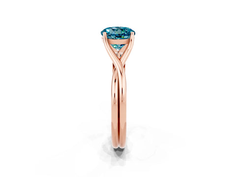 Rose gold Round Cut Blue Topaz Solitaire Twist Band Prong Setting Ring_71