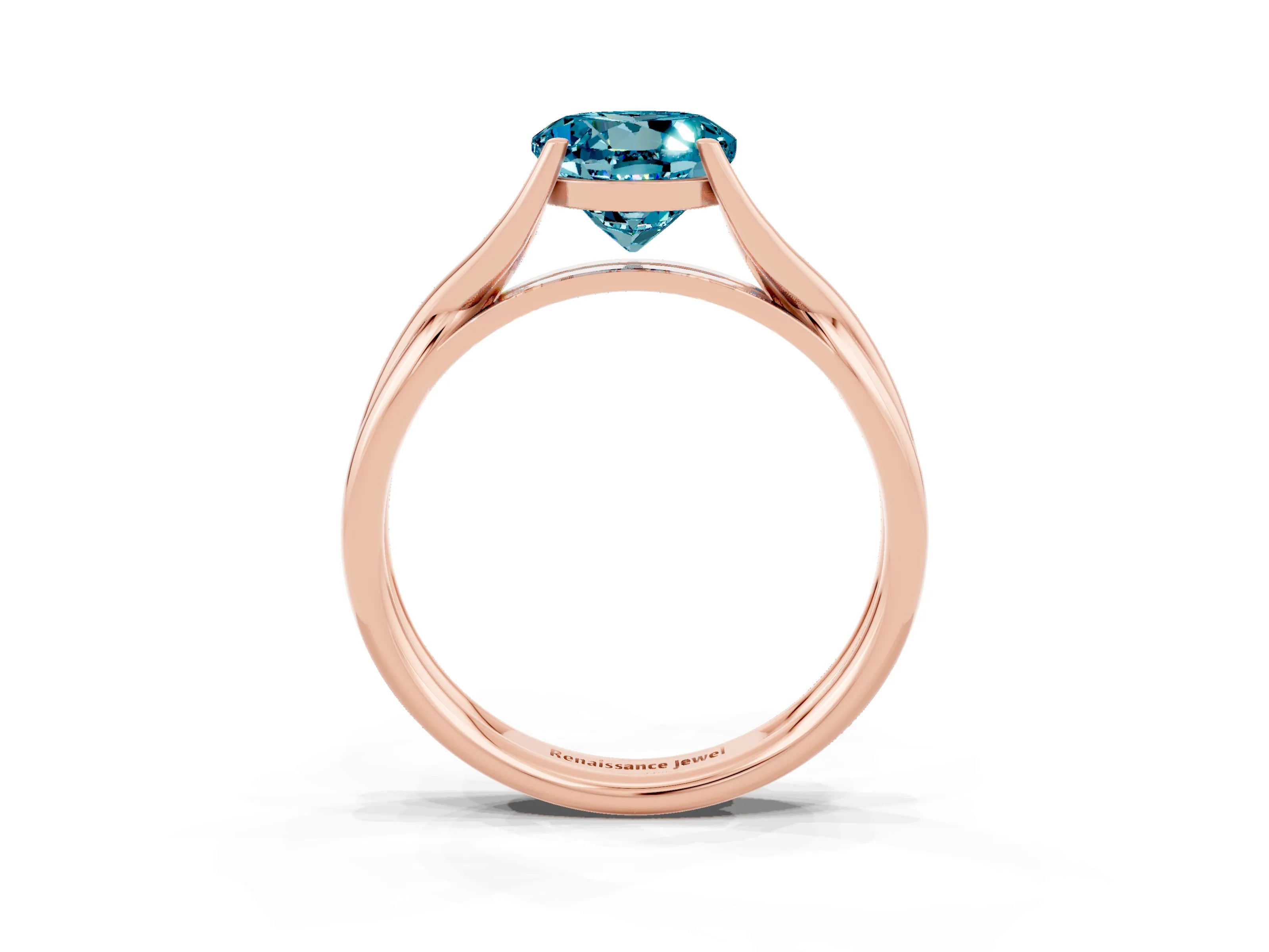 Rose gold Round Cut Blue Topaz Solitaire Twist Band Prong Setting Ring_72