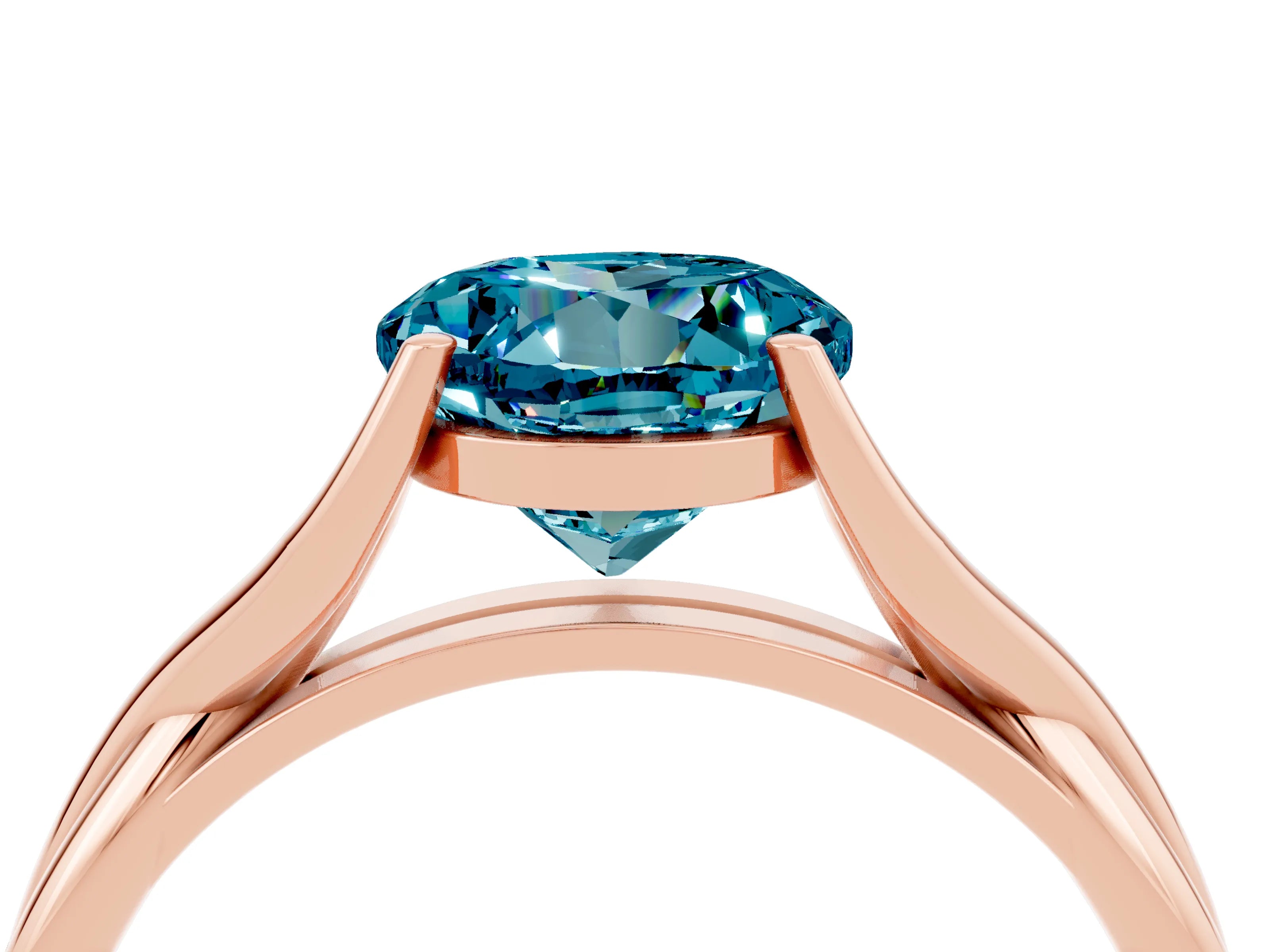 Rose gold Round Cut Blue Topaz Solitaire Twist Band Prong Setting Ring_73