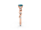 Rose gold Round Cut Blue Topaz Solitaire Twisted Band with Round  Accents and Prong Setting_14