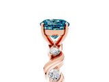 Rose gold Round Cut Blue Topaz Solitaire Twisted Band with Round  Accents and Prong Setting_17