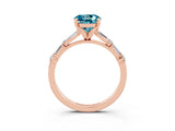 Rose gold Round Cut Blue Topaz Solitaire with Side Baguettes and Channel Set Band_3