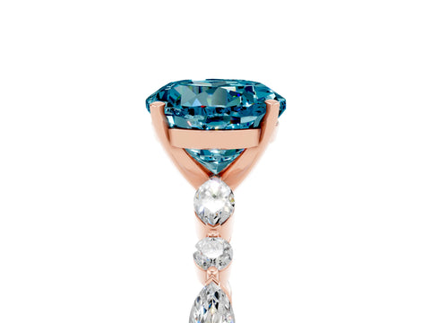 Rose gold Round Cut Blue Topaz Solitaire with Side Stones on a Pavé Band and Four-Prong Setting_17