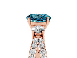Rose gold Round Cut Blue Topaz Three-Stone Ring with Pavé Split Shank and Four-Prong Setting_5