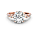 Rose gold Round Cut Cathedral Pave Diamond Engagement Ring with Six-Prong Setting_34