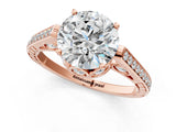 Rose gold Round Cut Cathedral Pave Diamond Engagement Ring with Six-Prong Setting_35