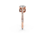 Rose gold Round Cut Cathedral Pave Diamond Engagement Ring with Six-Prong Setting_36