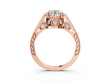 Rose gold Round Cut Cathedral Pave Diamond Engagement Ring with Six-Prong Setting_37