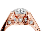 Rose gold Round Cut Cathedral Pave Diamond Engagement Ring with Six-Prong Setting_38