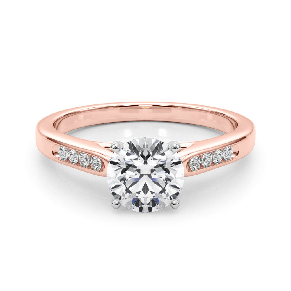 Rose gold Round Cut Channel Set Solitaire Engagement Ring with Four-Prong Setting 1