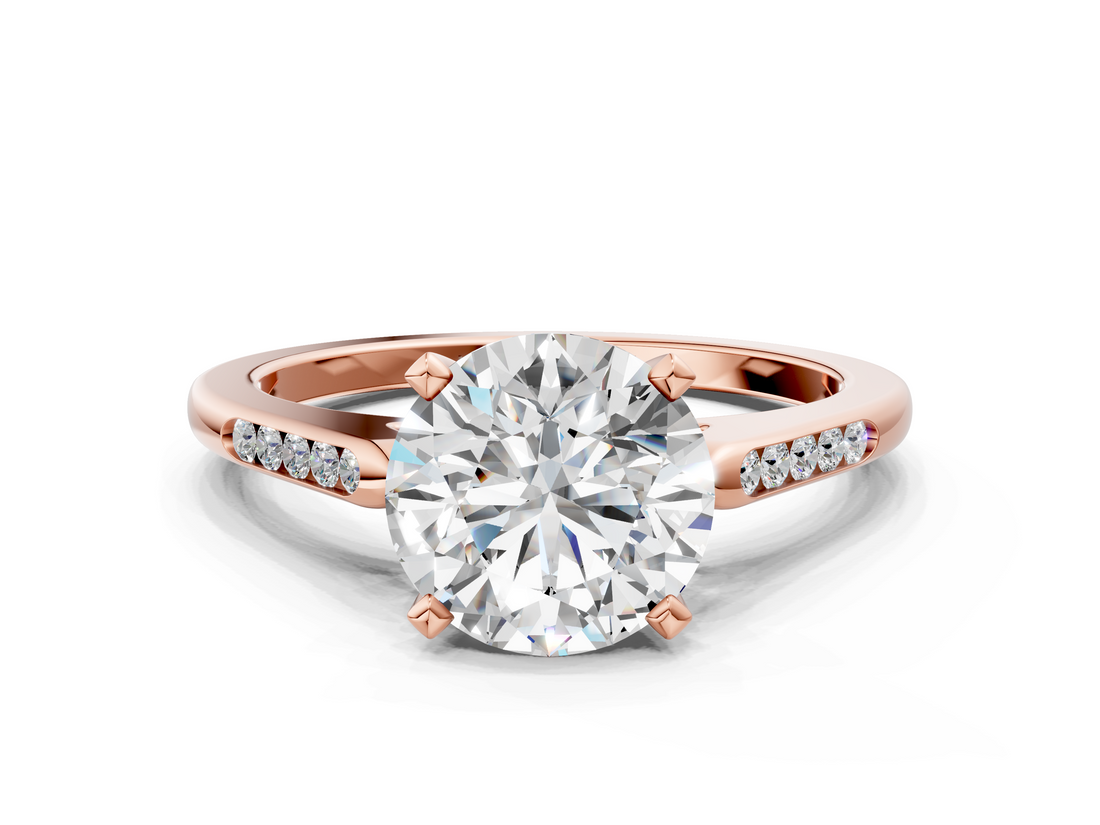 Rose gold Round Cut Channel Set Solitaire Engagement Ring with Four-Prong Setting_228