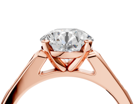 Rose gold Round Cut Channel Set Solitaire Engagement Ring with Four-Prong Setting_232