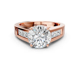 Rose gold Round Cut Channel Set Solitaire Ring with Four-Prong Setting_6