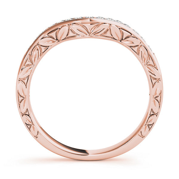 Rose gold Round Cut Channel Set Wave Band with Pavé Setting 1